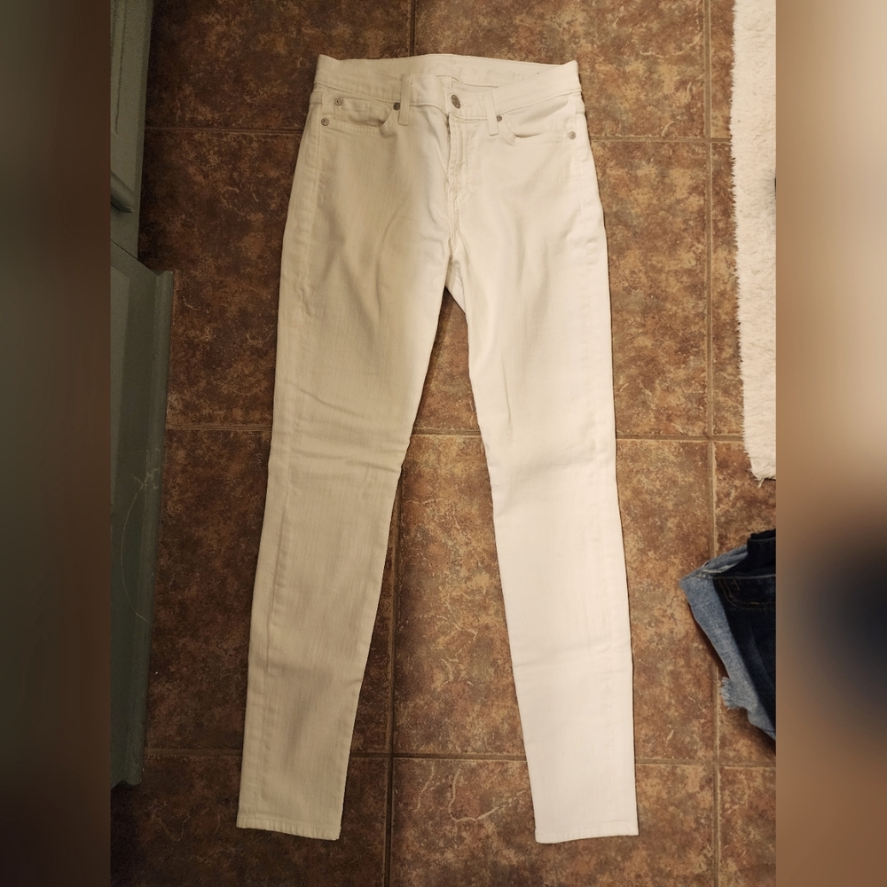 7 For All Mankind Gwenevere high rise white skinny jeans size 27